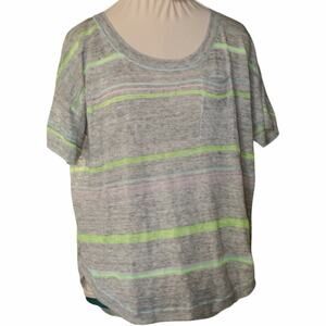 White + Warren Gray White Green Striped Linen Top | Size Small